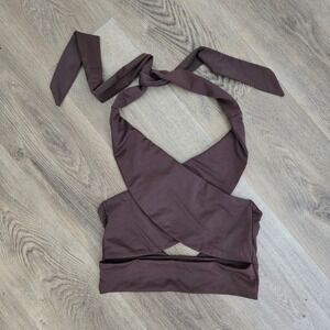 THE KRIPT Brown Halter Top Tie size medium